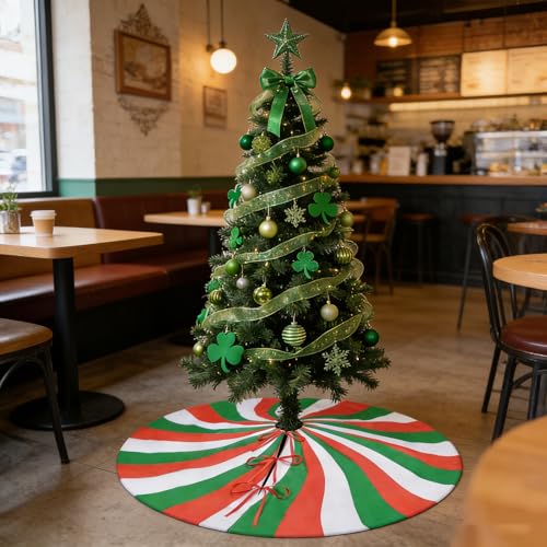 X-Large Green Peppermint Tree Skirt 48 Inch Lollipop Holiday Christmas Decor