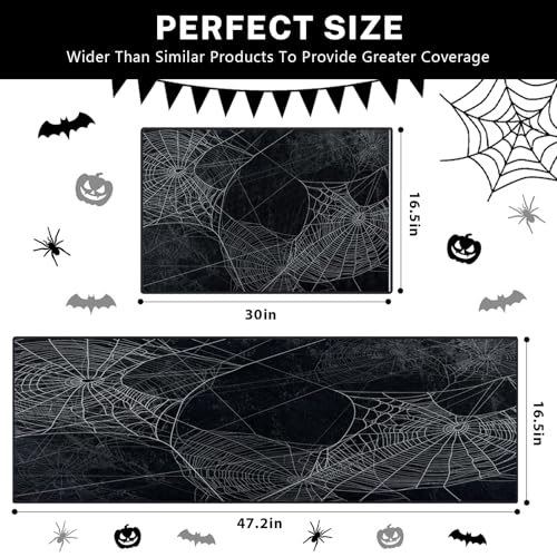 Halloween Spiderweb Kitchen Rugs Set of 2 Non Slip Washable ArtSocket Halloween 2