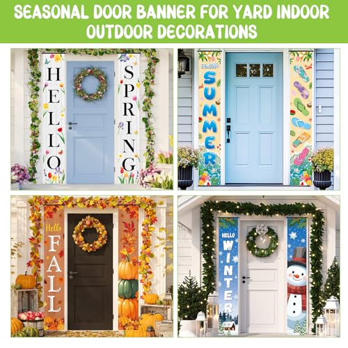 Preboun 12 Pairs Seasonal Door Banner Decorations Set for Fall & Thanksgiving - Variation of THIS listing