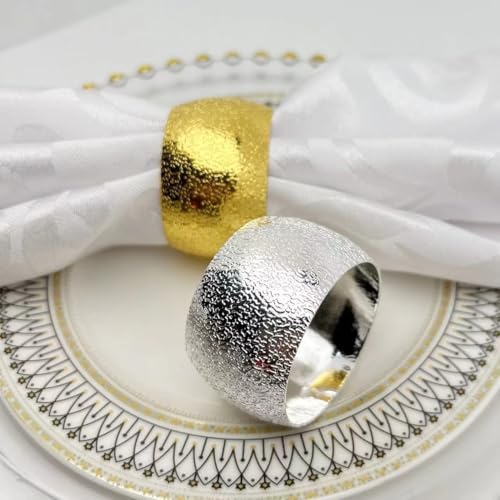 Gold 100 Napkin Rings Set - Metal Circular Tableware for Weddings & Holidays
