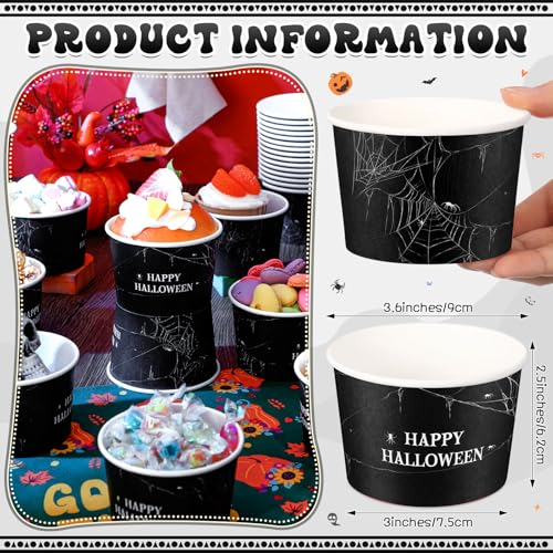 Spider Web Halloween Paper Soup Bowls - 50 Pack, 9 oz Disposable Party Tableware