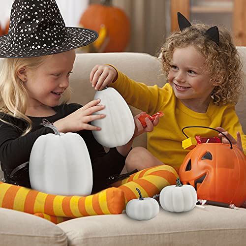 White Artificial Pumpkins 12PCS Assorted Sizes Foam Fall Decor - Halloween Thanksgiving
