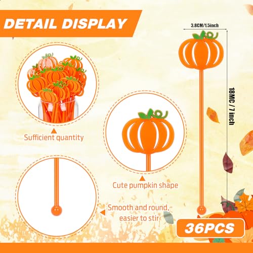 Pumpkin Style Fall Coffee Stir Sticks - Halloween Drink Stir Sticks 36 pcs