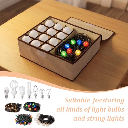 Light Bulb Organizer Storage Box - 13 Compartment Foldable Beige