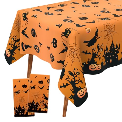 Halloween 2 Pcs Plastic Tablecloths - Waterproof Rectangle Party Cover