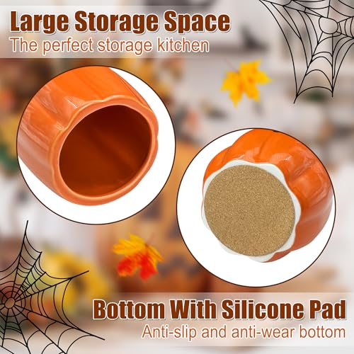 Halloween Ceramic Pumpkin Utensil Holder - Orange Halloween Kitchen Decor