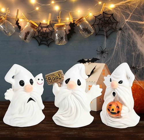 Halloween Ghost Gnome Figurines Set - Resin Tabletop Decorations for Fall & Halloween
