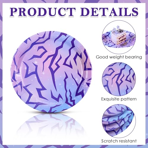 Purple Kpop Disposable Paper Plates Set - 50 Pieces, 7 & 9 Inch, Party Decor