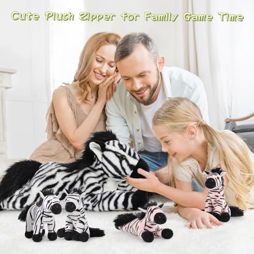 Large 25-Inch Zebra Stuffed Animal Set with Baby Zebras for Kids Boys Girls - Plush Pillow Toy
