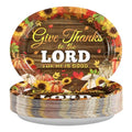 Wooden Oval Plate - 50 Pcs Fall Thanksgiving Sunflower Pumpkin Leaves Party Plates