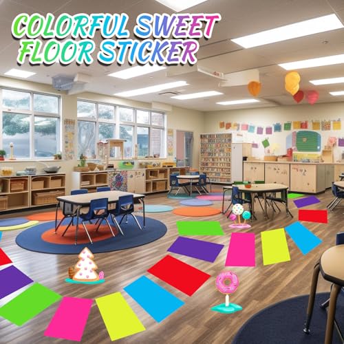 Candy Theme PVC Floor Stickers Pathway - 30 Pieces, 19.7 x 13.8 Inch, Land Party Decor