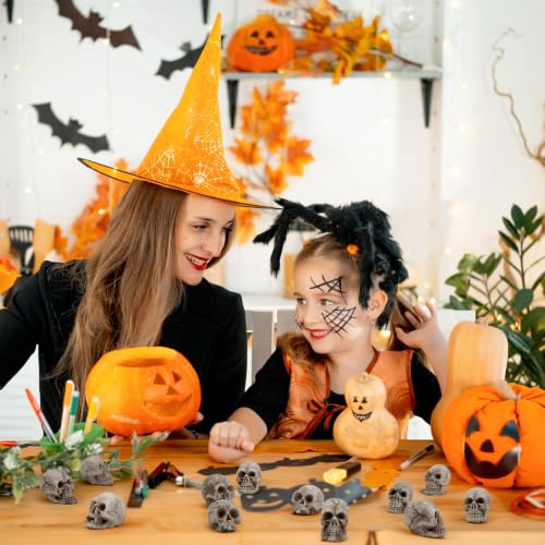 Mini Resin Skull Heads for Halloween Crafts & Decorations - 24 Pack