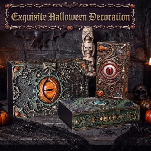 Halloween Eye Spell Book Boxes Set of 3 - Gothic Nesting Storage Decor
