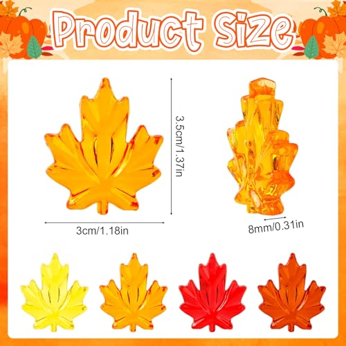 60Pcs Fall Thanksgiving Maple Leaves Vase Filler - Red Orange Yellow Brown