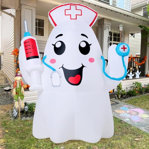 5Ft Halloween Inflatable Ghost with LED Lights Outdoor Yard Decoration
