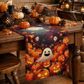 Halloween Table Runner 13x108 Inches with Pumpkins and Ghosts - Fall Decor