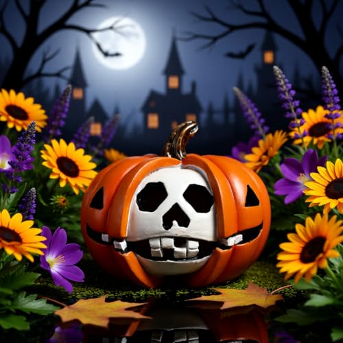 Halloween Resin Jack O Lantern Figurine - Outdoor & Indoor Pumpkin Decor