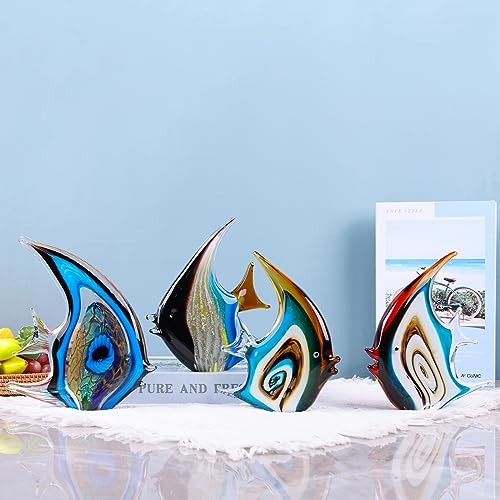 Hand Blown Glass Fish Sculpture - Colorful Marine Home Decor - Variation A-19