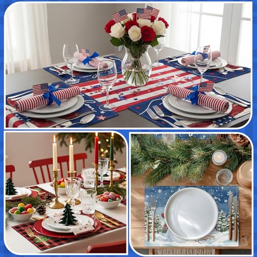 48 Pcs Colorful Fall Thanksgiving Halloween Placemat Set - 12 x 18 Inches Rectangle