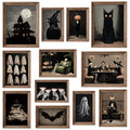 Halloween Gothic Skeleton Ghost Wall Posters - Spooky Gothic Halloween Decor Set of 12