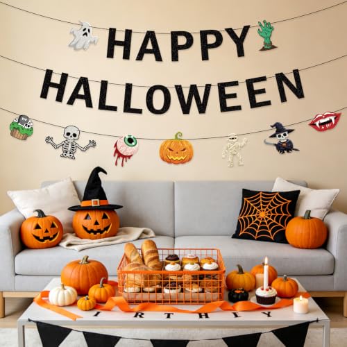 Halloween Banner Decorations Ghost Horror - Black Halloween Party Banner