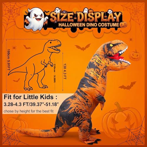 Inflatable Dinosaur Decoration - Brown T-Rex Halloween Blow Up with Fast Inflation - Variation
