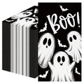 Black Ghost Halloween Napkins - 100 Pack Disposable Party Paper Napkins