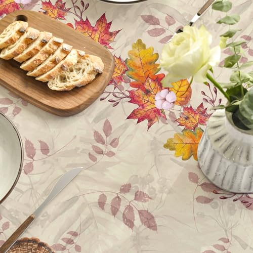 Horaldaily Thanksgiving Tablecloth 90x90 Inch Round - Turkey & Pumpkin Red