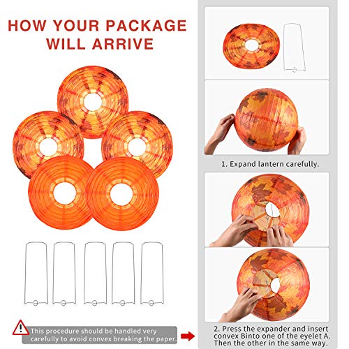 Fall Paper Lanterns Maple Leaf Orange Party Decorations - Pack of 2 - CA2636