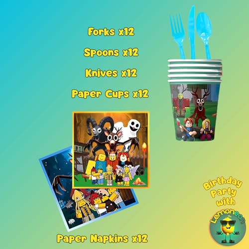 Birthday Party Supplies Set with Plates Cups Napkins Cutlery - Lemoneon