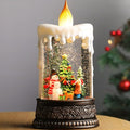 Christmas Snow Globe Candle with Music & Timer - Indoor Holiday Decor - 9.7 Inch - USB/Battery Powered - Christmas Candle Variation