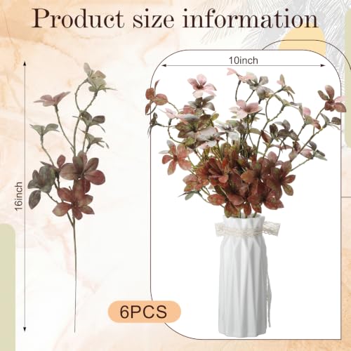 Artificial Fall Leaves Stems for Vases - 16 Inch Faux Autumn Branches, 6 Pack