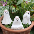 Ghost See No Evil Hear No Evil Speak No Evil Statues - Halloween Ghost Plant Decorations