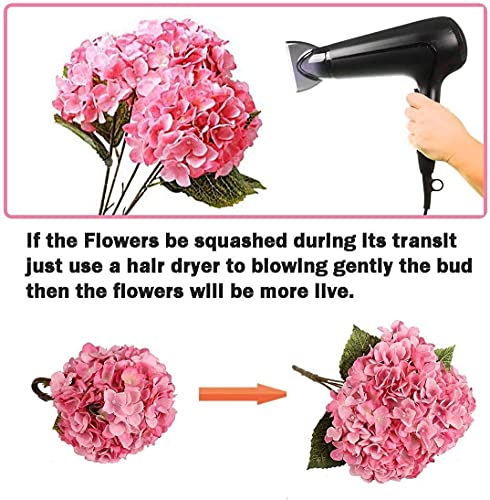 Black Artificial Hydrangea Flower Bouquets - 2 Pcs, 5 Heads Each, Home & Wedding Decor