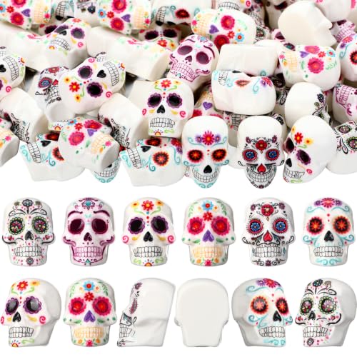 Colorful Day of The Dead Skulls Decorations - Mini Altar Sugar Skulls, 60 Pieces