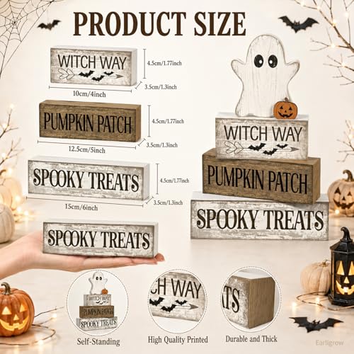 Halloween Ghost Decor Indoor - Witch Variation Farmhouse Tiered Tray Decorations