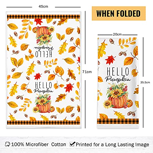 Fall Pumpkin Bonsai Tree Kitchen Towels, 18x28 Inch, Set of 2
