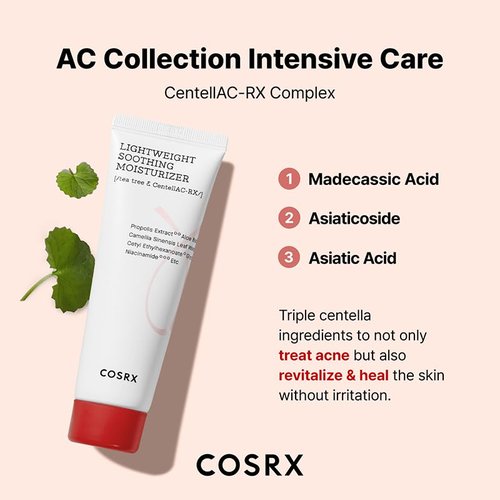 COSRX AC Collection Soothing Moisturizer - Lightweight Aloe Vera Formula, 80ml | Paraben & Animal Testing Free