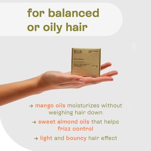 B.O.B BARS OVER BOTTLES Moisturizing Conditioner Bar - Vegan, Sulfate-Free, Eco-Friendly | 6.7oz for Oily Hair