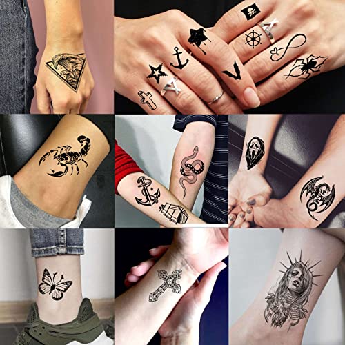 Temporary Tattoos for Men Women 70 Sheets Realistic Wolf Tiger Lion Black Animals Variation