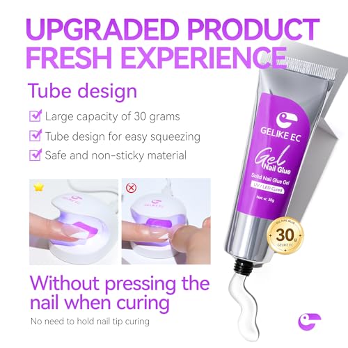 Super Strong Gel Nail Glue for Extensions and Press-On Nails - 30g, Bubble-Free, Fast Cure
