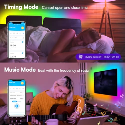 16.4ft RGB LED Strip Lights with Smart IC, 2880 LEDs, Bluetooth App Control