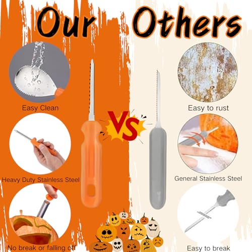 Pumpkin Carving Kit with 10 Heavy Duty Stainless Steel Tools & Carrying Case - Halloween Decoration