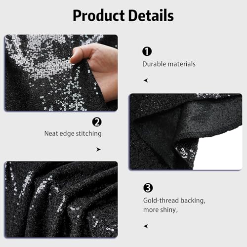 Black 120 Inch Square Sequin Tablecloth for Weddings & Parties Variation of THIS Listing