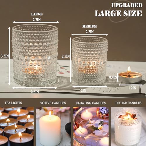 Clear Glass Votive Candle Holders - 6 Pack Large DIY Wax Holders, 2.7x3.5 Inch - Variation: Clear / 6