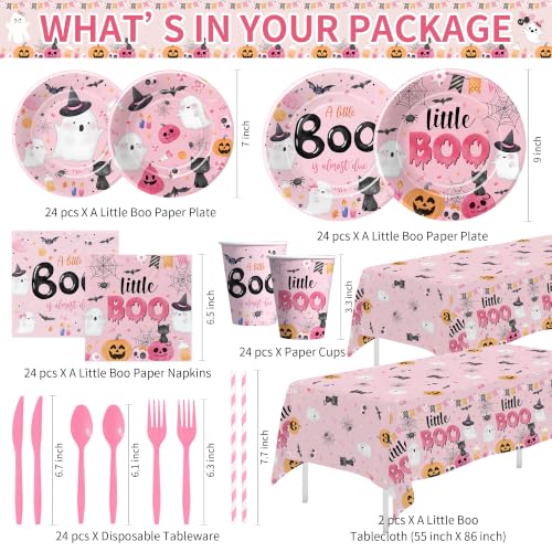 Halloween Baby Girl Shower Decorations Set - Little Boo Themed Party Supplies