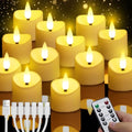 12 Pack Rechargeable Flameless LED Tea Lights with Remote & 24H Timer