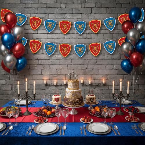Medieval Knight Shield Banner Set for Fantasy Party and Renaissance Fair Decorations