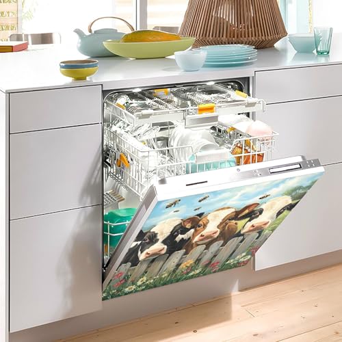 Farm Cows Bees Flowers Dishwasher Magnet Cover Front Door - 23x26 in