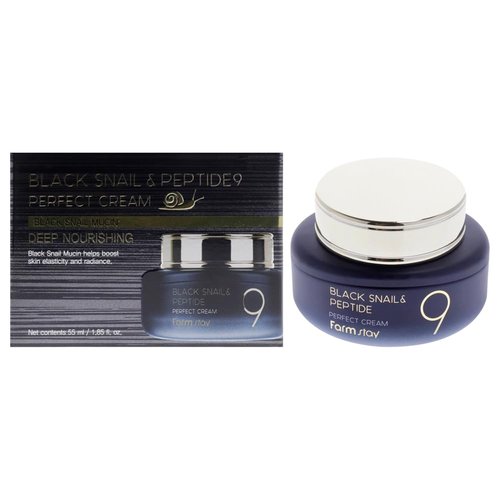 FARMSTAY Black Snail & Peptide 9 Perfect Cream, Snail Mucin Moisturizer for Elastic & Glow Skin, Hydrating & Nourishing, Anti-aging, Skin Barrier Repair, gift for Women Korean Skin Care 1.85 Fl. Oz
